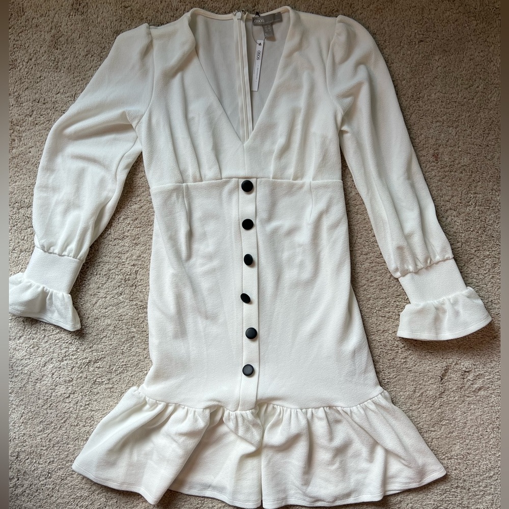 ASOS MATERNITY NWT white stretchy dress with black buttons